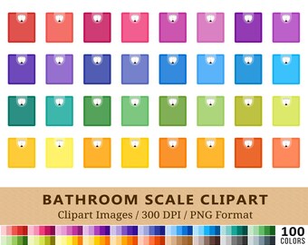 100 Bathroom Scale Clipart, Fitness Weight Scales Clip Art, Rainbow Colors, Weighing, Planner Stickers, Icons, Instant Download, PNGs