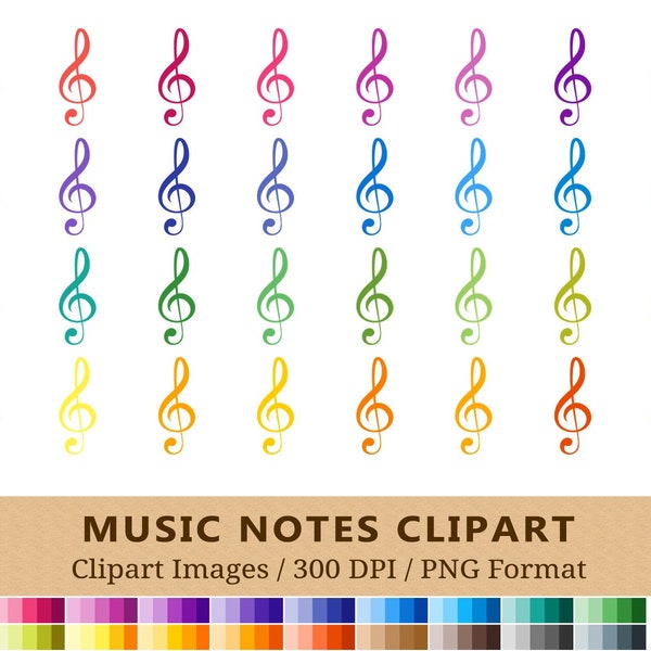 100 Music Note Clipart, Musical Notes Clip Art, Rainbow Colors, Vector EPS PNG, Planner Stickers, Icons, Digital, Beam Notes, Scrapbooking