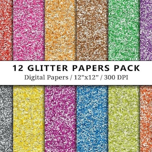 Glitter Textures Digital Paper, Sparkle Scrapbook Paper, Sparkling Glitter Backgrounds, Scrapbooking, Chunky Glitter, Commercial Use