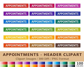 100 Appointments Header Clipart, Planner Box Header Clip Art, Rainbow Colors, Planner Stickers, Digital Download, Commercial Use, PNGs + EPS