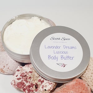 Lavender Dreams scented whipped Shea body butter Handmade with organic ingredients for soft, supple, glowing skin Zero waste packaging image 1