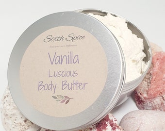 Vanilla scented whipped Shea body butter - Handmade with organic ingredients for glowing skin - Zero waste packaging