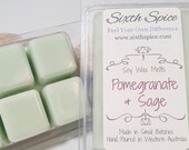 Pomegranate Sage - strong scented wax cubes - Pure and natural, vegan soy wax melts for warmer - Handmade in Australia by Sixth Spice
