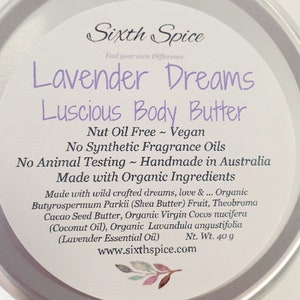 Lavender Dreams scented whipped Shea body butter Handmade with organic ingredients for soft, supple, glowing skin Zero waste packaging image 7