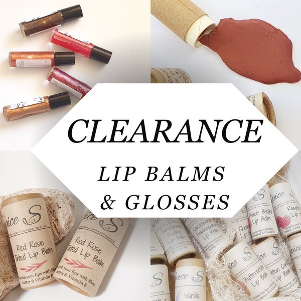 Clearance Lip Balm - All natural & organic eco friendly lip balm or gloss - contains beeswax - Zero waste gift ideas for birthday presents