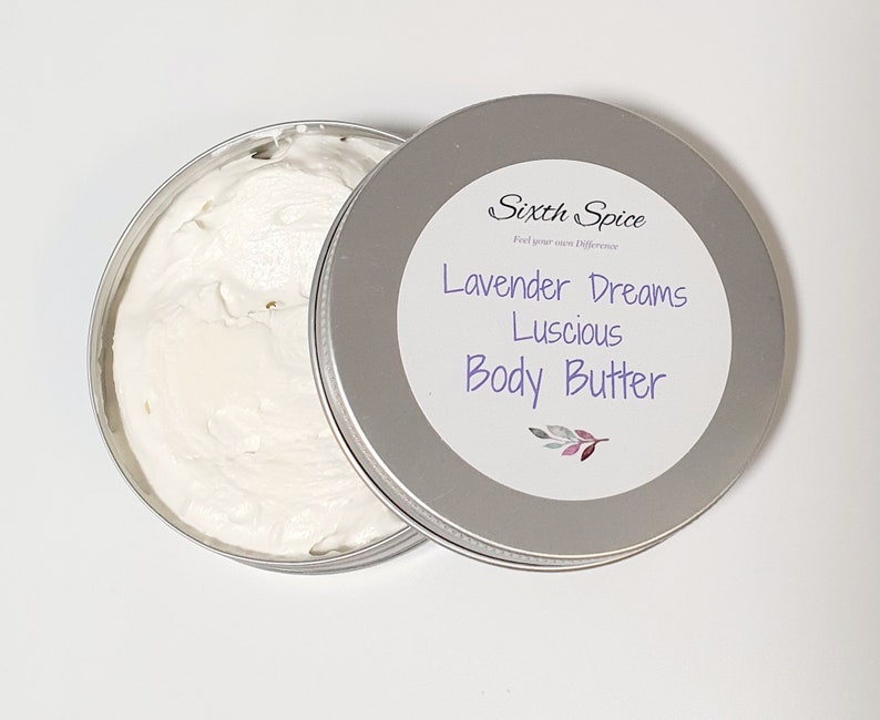 Lavender Dreams scented whipped Shea body butter Handmade with organic ingredients for soft, supple, glowing skin Zero waste packaging image 2