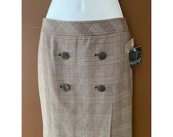 NWT Vintage Sears Apostrophe Stretch Houndstooth Pencil Skirt Size 4