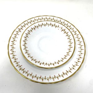 Vtg ROYAL CHELSEA Saucer Gold Rim Stars Orange Dots English Bone China Numbered