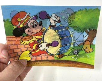 Disney Mickey Bassdrum Breakthrough TOPPAN TOP STEREO Lenticular Postcard 1970s