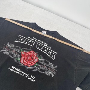 Vintage 2002 New Jersey State Bike Week T-Shirt Rose Wildwood NJ Delta 2XL Black image 6