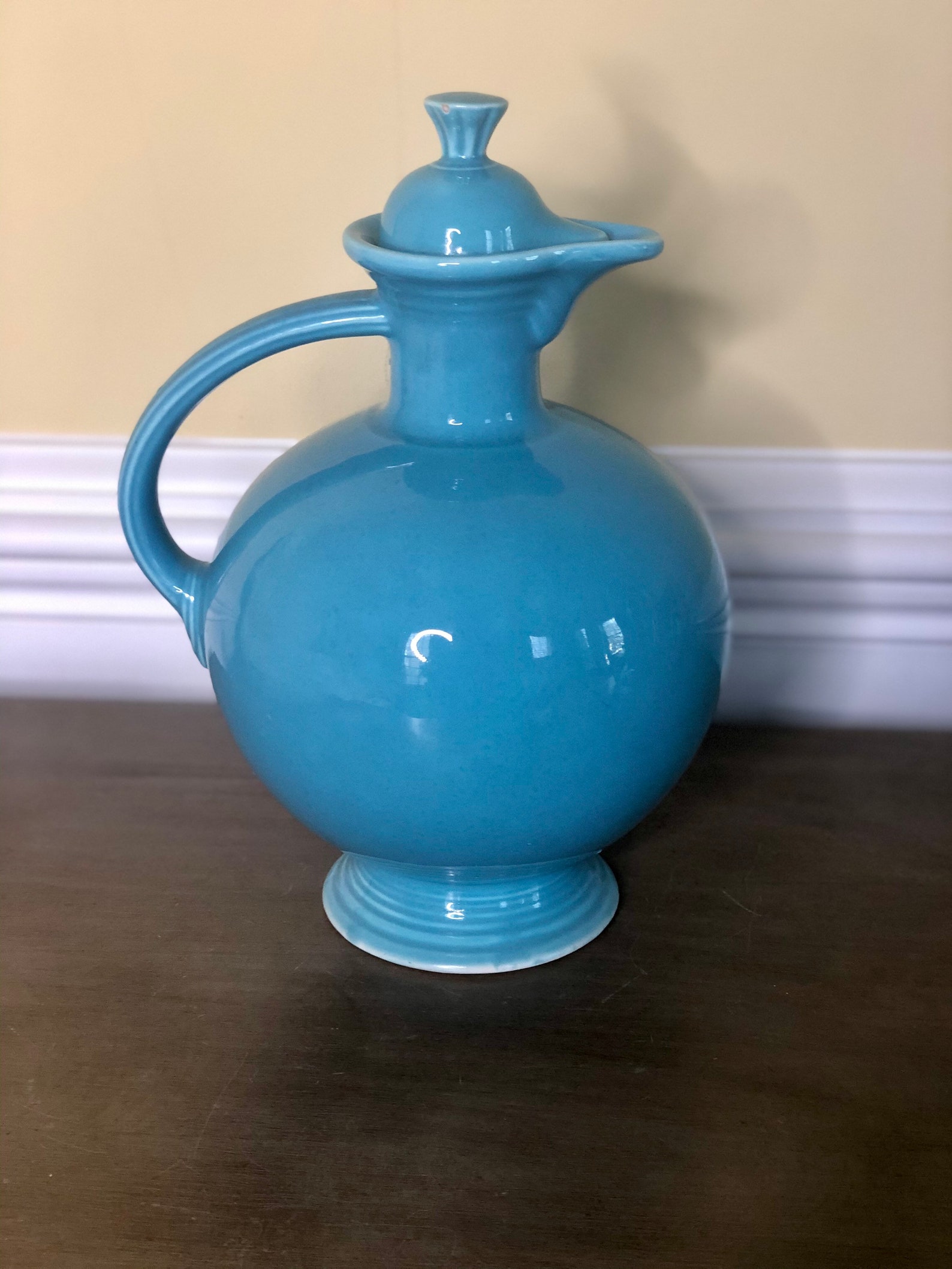 Vintage Fiesta Turquoise Carafe with Cork Lid Etsy