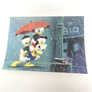 Disney 3D Lenticular Donald Duck Huey Dewey Louie Vintage Postkarte Toppan Top