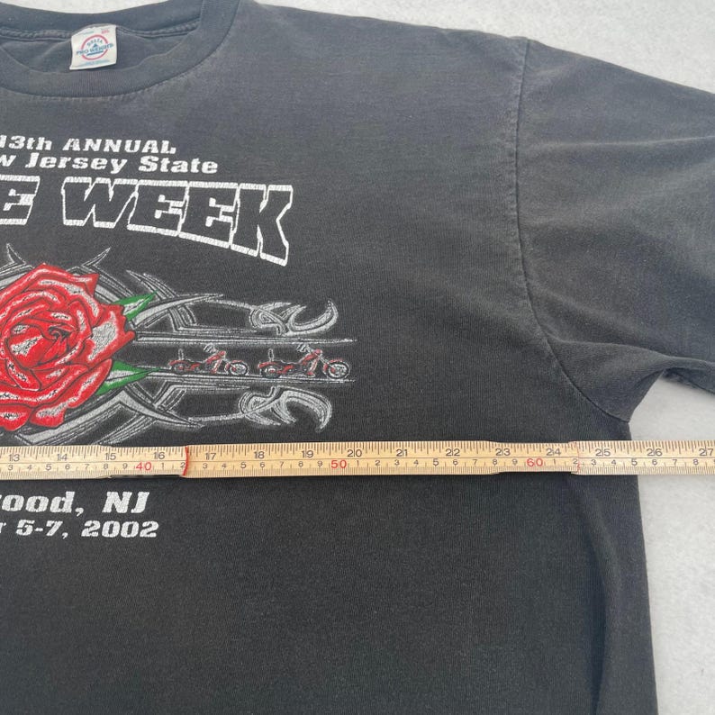Vintage 2002 New Jersey State Bike Week T-Shirt Rose Wildwood NJ Delta 2XL Black image 7