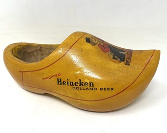 Heineken Bier Holzschuh Handmade Holland Wood Schuh Werbung Vtg Kitsch Bar