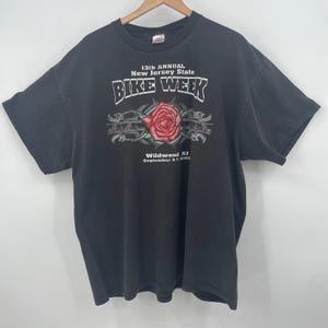 Vintage 2002 New Jersey State Bike Week T-Shirt Rose Wildwood NJ Delta 2XL Black image 1