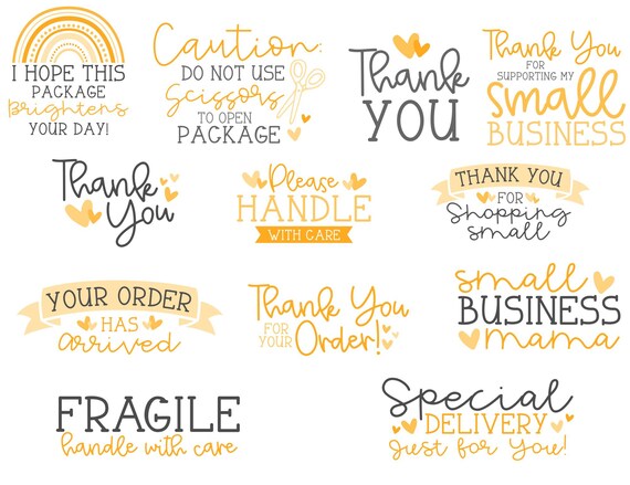 Stickers Mini Yellow Bundle Bundle Stickers Packaging Stickers Business ...