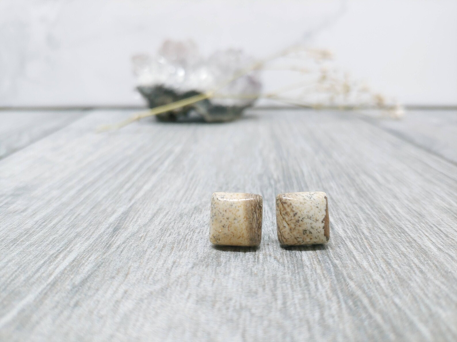 Pendientes cuadrados pernos cuadrados pendientes de gema | Etsy