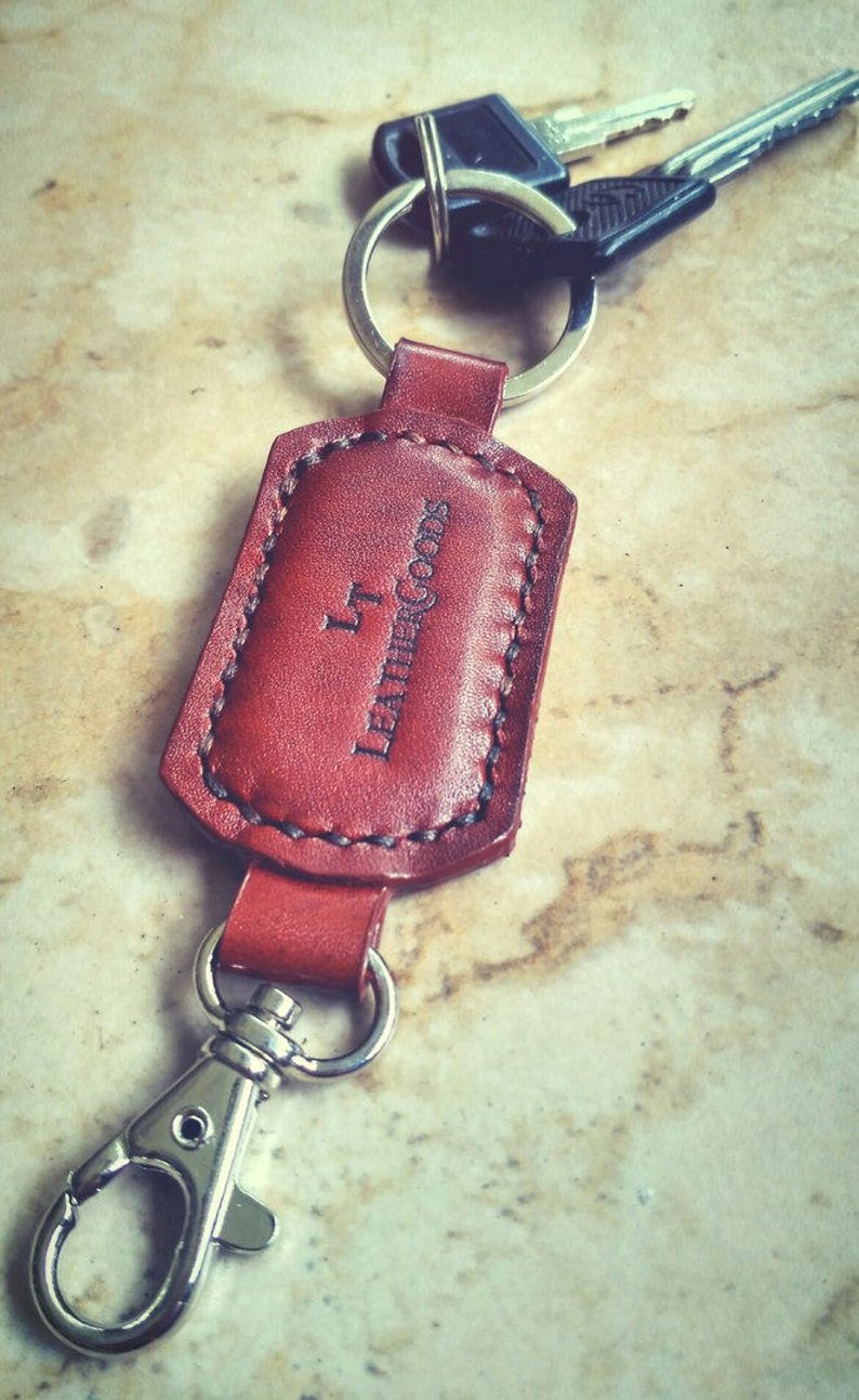 Compact Leather Key Fob with Steel Hardware Etsy
