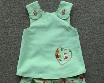 Handmade Crossover Pinafore Top and Reversible Shorts Outfit