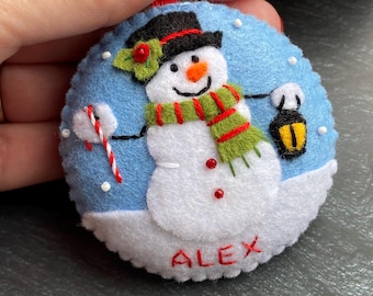 Personalisierte Filz Schneemann Ornament