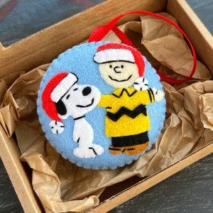 Snoopy and Charlie Brown, Christmas decorations, felt Christmas ornament, Christmas tree decorations, Snoopy Christmas