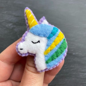 Broche de fieltro, Broche de fieltro de unicornio, Broche de fieltro de unicornio, Broche de fieltro, Unicornio de fieltro imagen 1