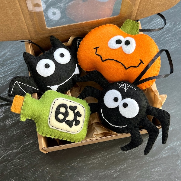 Felt Halloween decorations, Halloween ornaments, Halloween pumpkin, Spider, Bat, Potion bottle, Spooky time decorations, Halloween gifts