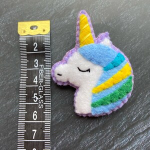 Broche de fieltro, Broche de fieltro de unicornio, Broche de fieltro de unicornio, Broche de fieltro, Unicornio de fieltro imagen 6