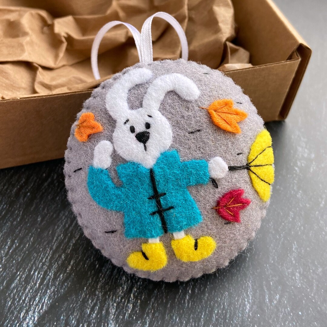 Felt Fall Ornament, Rabbit With Umbrella, Autumn Decoration - Etsy