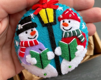9 Décorations De Noël En Feutre - Bonhomme De Neige, Père Noël, Gnome, Boules Et Cannes, Pendentifs Légers Pour Sapin