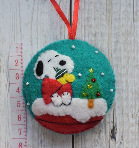 Snoopy Christmas Felt Christmas Ornament Christmas Decorations Etsy
