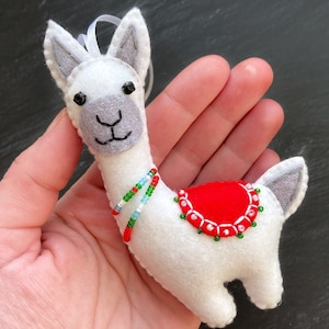 Alpaca, Llama, Alpaca felt ornament, Llama felt ornament, Llama gift, Christmas ornaments, Christmas tree decorations, Felt animal,