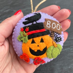 Halloween decoration, felt Halloween ornament, Halloween tree decor, Halloween pumpkin, spooky season decor,  Halloween gift