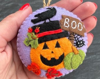 Halloween decoration, felt Halloween ornament, Halloween tree decor, Halloween pumpkin, spooky season decor,  Halloween gift