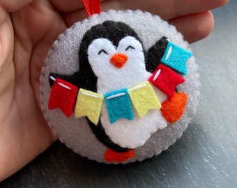 Personalised Christmas Gift,  Felt Penguin Ornament, Christmas Decorations, Personalised Baby Gift, Christmas Ornament, Xmas Decorations