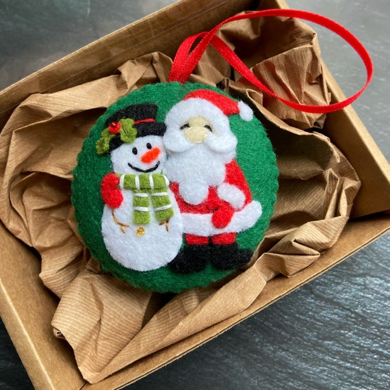 Decorazioni Natalizie In Feltro Fai Da Te: Babbo Natale, Pupazzo Di Neve E Renna Per Porta E Parete - Regalo Feste - 2