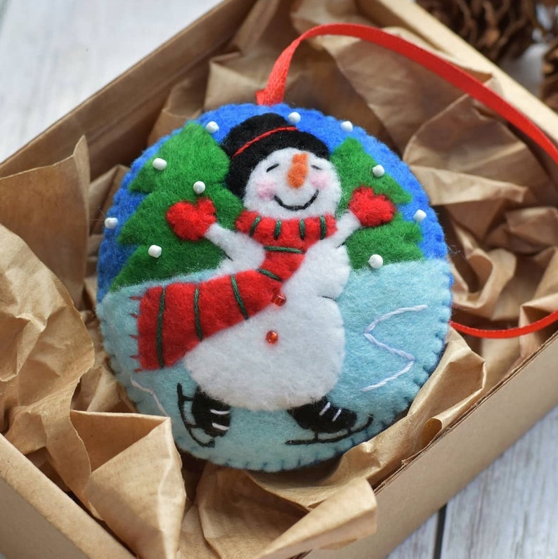 Christmas decorations Felt Christmas decoration Felt Snowman ornament Snowman Xmas decoration Christmas tree ornament