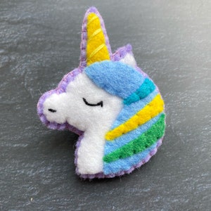 Broche de fieltro, Broche de fieltro de unicornio, Broche de fieltro de unicornio, Broche de fieltro, Unicornio de fieltro imagen 2