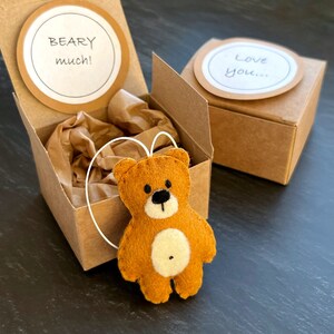 Funny pocket gift, Felt bear miniature, Gift for girlfriend, Gift for boyfriend, Matchbox gift, Pocket hug, Cute keepsake image 2