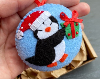Handmade felt penguin, Christmas tree decoration, felt Christmas ornament, penguin, Christmas penguin, Christmas decorations