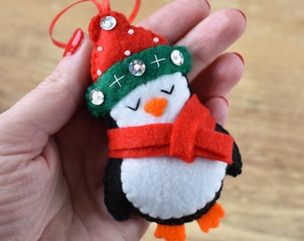 Penguin, Christmas decorations, Felt Christmas ornament, Felt Penguin, Christmas tree decoration, Felt Christmas decoration