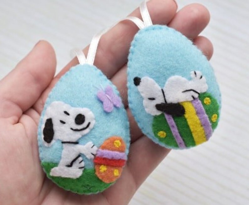 Felt Easter Decorations Easter Ornaments Set Snoopy Easter Etsy