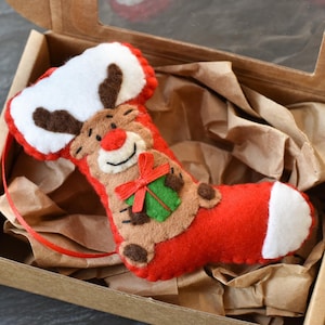 Christmas tree decoration christmas ornament Christmas sock Felt christmas decorations Reindeer Christmas reindeer Felt Christmas sock