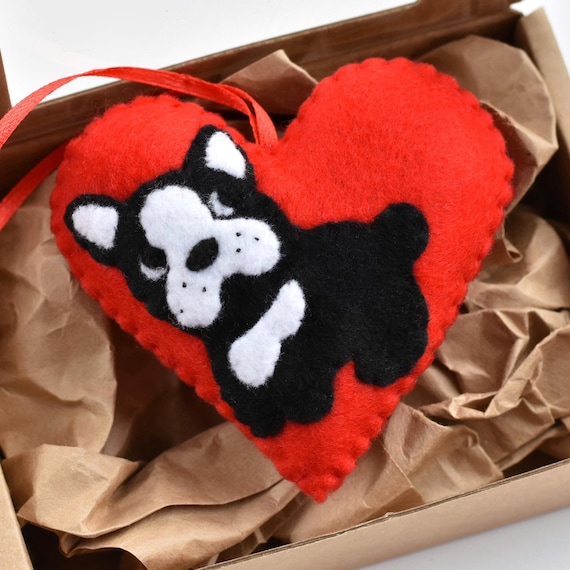 Felt French Bulldog Ornament, Handmade Christmas Tree Decor