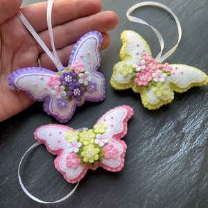 Felt butterfly ornament, Butterfly decor, Spring decorations, Summer decorations, Easter ornaments, Gift for her, Wedding favours