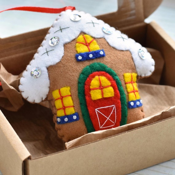 Felt Christmas Ornaments Gingerbread House Christmas - Etsy