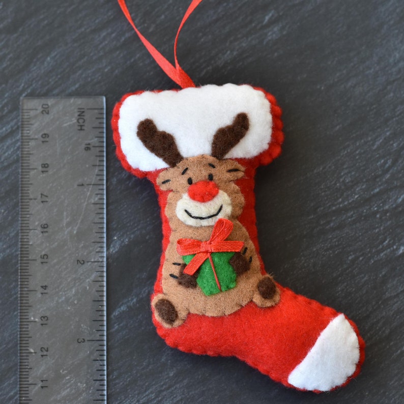 Christmas tree decoration christmas ornament Christmas sock Felt christmas decorations Reindeer Christmas reindeer Felt Christmas sock