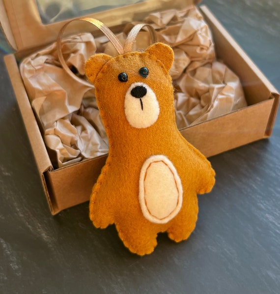 Handmade Felt Teddy Bear Ornament, Christmas Decoration - Etsy UK