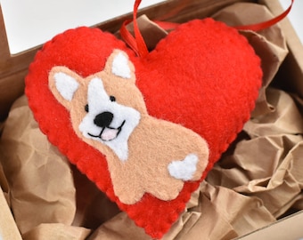 Felt Corgi Ornament - Handmade Christmas Decor for Dog Lovers