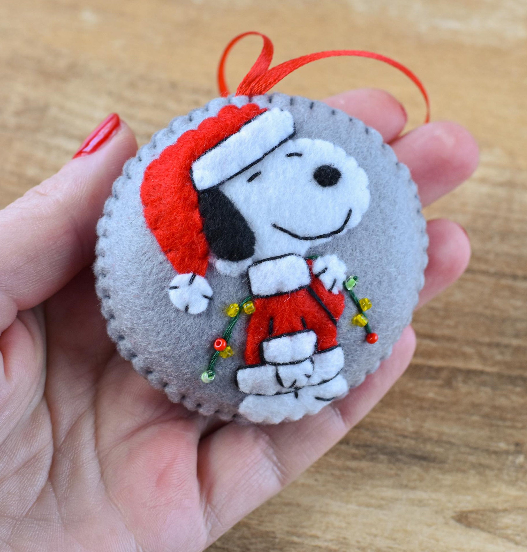 Snoopy Christmas Felt Christmas Decorations Christmas Ornament Etsy